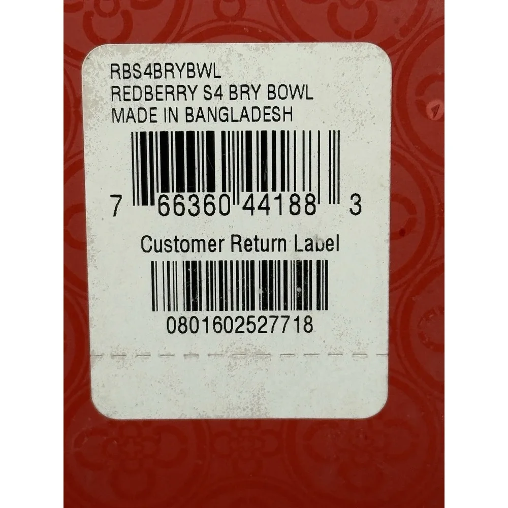 Charter Club GRAND BUFFET Red Berry - Set of 4 Porcelain Square Berry Bowls -EUC